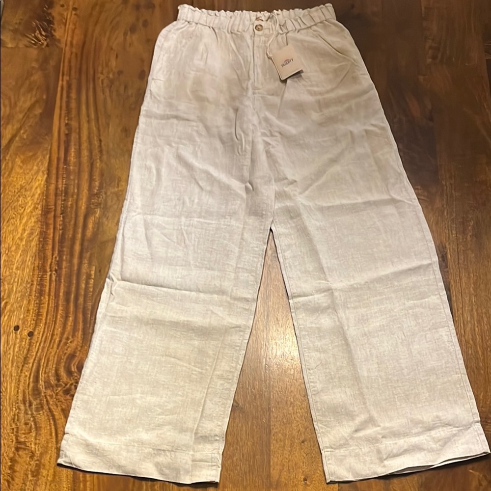 FAHERTY Monterey Linen Pant in Flax NWT